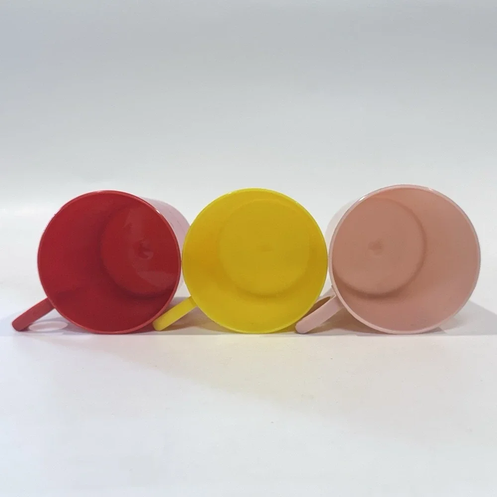 Vintage Gothamware 4 oz Plastic Tumbler Tea Coffee Cups Set of 3 Red Yellow Pink